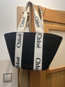 Duża torba materiałowa na ramię na wiosnę stylowa czarna modna chloe