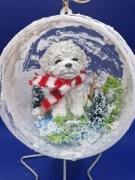 Bombka3d Z  ręcznie wykonanym Maltańczykiem w szaliku 