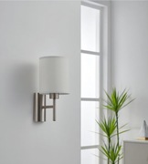 Lampa ścienna kinkiet z białym abażurem metal Eglo Pasteri