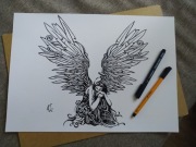  Rysunek: anioł, cienkopis - b. tech. A3, 250 g/m2