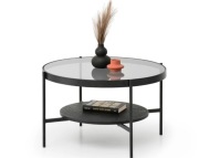 Czarny stolik kawowy ze szkła dymionego, Freja, 70cm, jak NOWY, Łódź