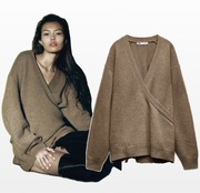 ZARA kaszmirowy kardigan oversize, 100% kaszmir, beżowy, r. M-L