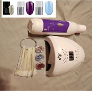 LAMPA DO PAZNOKCI 1S UV LED 48W+4lakiery Semilac wzorniki+ brokaty+aceton