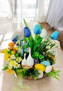 Wiosenny stroik na stół wielkanocna dekoracja 27 cm gąski prezent