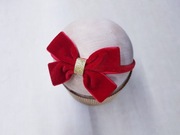 Czerwona opaska kokardka welurowa na święta sesję zdjęciową 