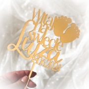Topper dekoracja do tortu akryl, pleksi witaj na świecie