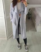 Bik bok błękitny jasnoniebieski cienki lejący zwiewny płaszcz trencz XS