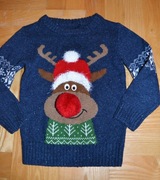 4* Next Świąteczny sweter renifer 7/8 lat_ 122/128 cm