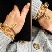 Bransoletka sznurkowa szary popiel z intencją | perła | róża