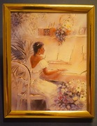 Przy pianinie - S. Rochelle , mała reprodukcja w ramie .