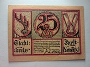 notgeld Forst (Lausitz), pieniądz zastępczy, 25 Pf, 1 Juni 1920