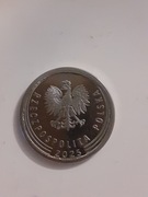 Moneta 1 zł z 2025 zdeformowana korona 