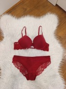 Komplet bielizny czerwony M/ L koronkowy push up seksowny nowy