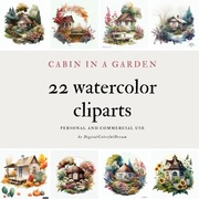Cliparty (22 sztuki): domek w ogrodzie
