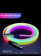 Świecący kabel RGB USB-C do USB-C 66W 1m kabel do szybkiego ładowania