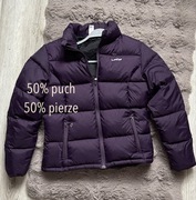 Kurtka dziewczęca zimowa puch pierze Oxylane ciepła lekka fiolet 146-158cm 