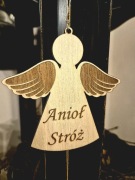 Drewniany aniołek zawieszka 
