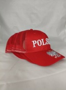 Czerwona czapka z daszkiem Polska,z orłem 