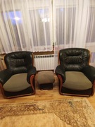 Komplet wypoczynkowy: kanapa, 2 fotele, 2 pufki