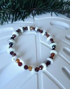 Bransoletka z kamieni Granat hessonit Turkus cytrynowy Rękodzieło