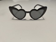 OKULARY SERCA ŚLUB WESELE PANIEŃSKI PRZECIWSŁONECZNE DAMSKIE CZARNE