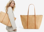 H&M beżowa torebka NOWA koszyk rafii plażowa shopper