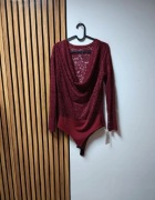 Bordowe koronkowe body 