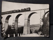 Widokówka most pociąg Wisła Głębce 1962 r 