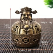 Mosiężna Mini Kadzielnica Feng Shui | Bóg Bogactwa Cai Shen NOWA