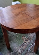 Stary stół fornirowany okrągły  PRL