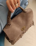 Torebka skórzana włoska w stylu kowbojskim Skóra naturalna zamsz