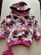 Nowy komplet dres dziewczęcy w koty różowy legginsy leginsy handmade