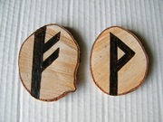 Amulet drewniany RUNA FEHU i WUNJO zestaw 2W1 EKO DREWNO DESIGN