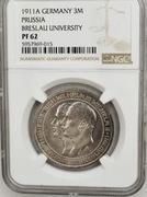 Prusy 3 marki  1911r Uniwersytet we Wrocławiu