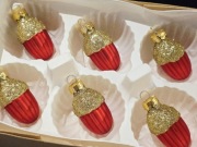 Bombki choinkowe szklane złoto czerwone żołędzie mat 6 szt ozdoby retro sty
