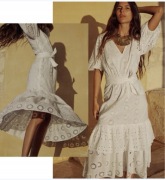 ZARA sukienka z haftem, paskiem i falbanami, M