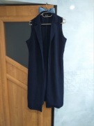 Jesienna granatowa długa narzutka bez rękawów L40