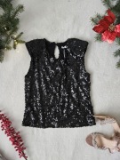 Czarna błyszcząca bluzka, top, cekiny, Nowa rozmiar uniwersalny