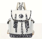 Wyjątkowy nylonowy plecak damski Kieszonki Nowy Kremowy