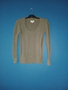 Sweter khaki zielony ciemnozielony z plecionymi warkoczami M
