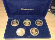 Monety Westminster władcy Wielkiej Brytanii zestaw 5 sztuk 2002 1 dollar