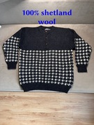 Sweter męski, tradycyjny norweski, vintage, 100% shetland, Sportigue, r L.