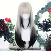 Peruka Cosplay Biało-Czarna Ombre z Warkoczem i zielono-biała