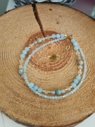 Podwójna bransoletka srebro 925 angelit jaspis agat kryształ Akwamaryn 