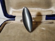 Stary duży  pierścień 1986-96 kocie oko srebro 925 syg. PT Sopot GD PRL  