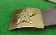 Radziecki pas z mosiężna klamra z gwiazdą ZSRR rosja derma oszczędnościowy