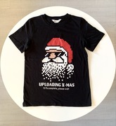 H&M Mikołaj T-SHIRT 146/152 Koszulka Czarna na Święta Jak NOWY