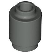 LEGO 10 x 3062 klocek okrągły walec rurka 1x1x1 - szary ciemny (old)