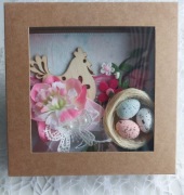 Kartka Wielkanocna ręczna w pudełku 16x16 ECO kurka jajka personalizacja