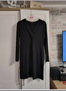 Sukienka mała czarna kopertowy dekolt r. L 40 wiskoza